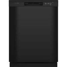 a black dishwasher on a white background