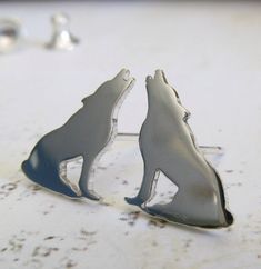 Howling wolf stud earrings. Sterling silver or 14k gold posts. Yellowstone wildlife jewelry. Southwe Sterling Silver Wolf Design Jewelry Gift, Sterling Silver Jewelry With Wolf Design For Gift, Yellowstone Wildlife, Wildlife Jewelry, Howling Wolves, Largest Wolf, Artisan Jewelry Handmade, Howling Wolf, Silver Wolf