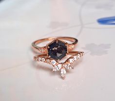 a close up of a ring on a table