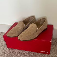 Beautiful, Elegant Banana Republic Suede Loafers Excellent Condition Wore Just One Time Selling Because I Need A Bigger Size Classic Beige Suede Flats, Beige Suede Flats For Work, Beige Flats For Business Casual, Beige Flat Loafers For Business Casual, Beige Round Toe Flats For Business Casual, Beige Slip-on Flats For Business Casual, Suede Loafers, Shoes Brand, Tan Suede