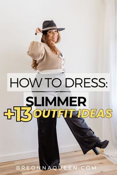 Learn how to dress thinner with these 13 carefully selected outfits. Explore clothing combinations that create a more streamlined appearance and boost your confidence. #DressThinner #StreamlinedLook #ConfidentStyle Outfits For Slimmer Look, Large Body Outfits, Clothes That Make You Slimmer, How To Dress To Look Taller And Slimmer, Outfits That Make You Slimmer, Neon Fashion Outfit, Dress Thinner, Black Empire Waist Dress, Slim Stomach