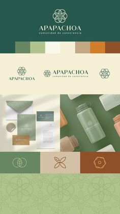 the logo and branding design for apapucha, an organic cosmetics brand that has been