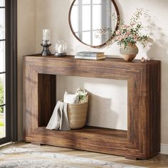 Farmhouse Console Table, 47 Wood Entryway Sofa Table with Storage Tribesigns Modern Entryway Ideas, Sofa Table With Storage, Table Behind Couch, Accent Table Decor, Wood Sofa Table, Farmhouse Console Table, Entryway Console Table, Entryway Console, Hallway Table