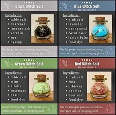 Witchy Jar Ideas, Potions Party, Witchy Advice, Magickal Recipes, Witch Salts, Witches Cabinet, Witch Practice, Witch Salt, Spell Journal