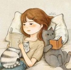 Reading A Book, A Cat, A Book, A Girl, Reading, Bed, On Instagram, Instagram