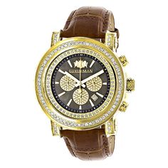 Large Diamond Bezel Watch for Men 2.5ct Luxurman Escalade Yellow Gold Plted Pearl Watch, Diamond Watches For Men, Luxury Watch Brands, Big Diamond, Trendy Fashion Jewelry, Metal Band, Bezel Diamond, Diamond Watch, Watch Collection