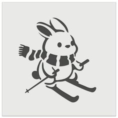 a rabbit skiing down the hill with skis on it's feet and legs