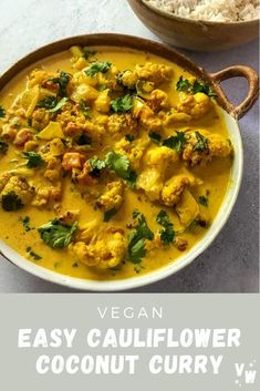 an easy cauliflower coconut curry recipe in a bowl