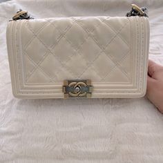 Bag Is In Good Condition. Some Marks Around Edges. No Box/No Dustbag. Comes With Authenticity Card And Original Price Tag. Retail 4,700 Plus Tax Chanel Bags, Price Tag, Ivory Color, Chanel Bag, Dust Bag, Color White, Chanel, Bag Lady, The Originals