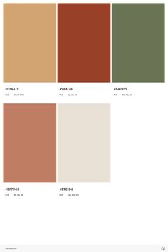 the color palette is shown in shades of brown, beige and green with different colors