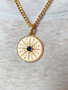 Let this gorgeous Sapphire & Diamond Sundial Amulet guide you through your day. We sell it with a solid gold bale (clips on and off for easy necklace swaps) on your choice of Flat Cuban or Elongated Link Chain. 14kt Yellow Gold Amulet = 5.6 grams Gold, 1ct Sapphire, .30cts Diamond Dimensions = 7/8" Diameter Exquisitely Handcrafted in Los Angeles Gold Amulet, Easy Necklace, Amulet Necklace, Horse Jewelry, Cuban Link Chain, Sapphire Diamond, Link Chain, Solid Gold, Sapphire