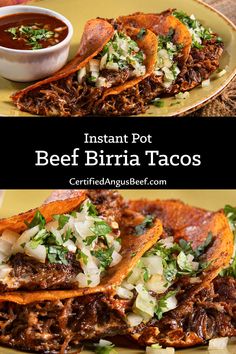 instant pot beef burrito tacos on a plate