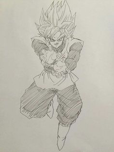 a pencil drawing of gohan from dragon ball z super saiyans, drawn by me