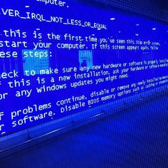 a computer screen with some type of text written on it in front of a blue background