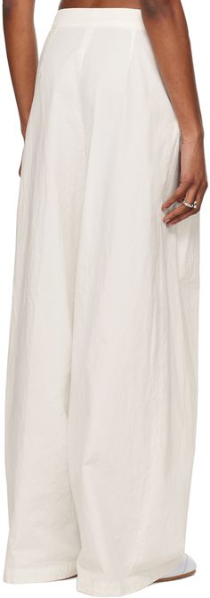 Wide-leg cotton gabardine trousers. · Low-rise · Two-pocket styling · Zip-fly · Pleats at front Supplier color: Off white Spring White Wide Leg Pants With Welt Pockets, Spring White Wide Leg Pants With Side Pockets, White Wide Leg Pants With Pockets And Straight Hem, White Wide Leg Pants With Pockets For Daywear, Pleated Trousers, Dries Van Noten, Low Rise, Wide Leg, Trousers