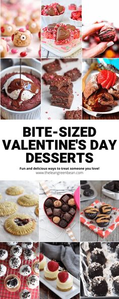 the cover of bite - sized valentine's day desserts, including cookies and pies