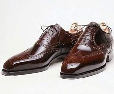 Brogue Oxfords Shoes Mens, Handmade Brown Leather Lace up on Storenvy Snip Toe Bridle Leather Shoes With Leather Sole, Bridle Leather Snip Toe Shoes With Rubber Sole, Bridle Leather Shoes With Rubber Sole And Snip Toe, Oxfords Shoes, Leather Boot Shoes, Up Shoes, Leather Lace, Shoes Men, Lace Up Shoes