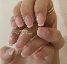 Vintage French Manicure, Nails Inspo Baddie French Tip, Natural Mid Length Nails, Nails For Private School, French Nails Round, Muted French Manicure, Balletcore Nails, Natural French Tip Nails, Shabby Chic Nails