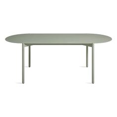 an oval table with two legs and a white top, on a white background is shown