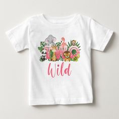 Two Wild Girl 2nd Birthday Jungle Safari Cute Baby T-Shirt Wild Outfits, Two Wild, Wild Girl, Girl 2nd Birthday, Jungle Safari, Top Baby Products, Baby T Shirt, Girls Birthday, Baby Shirts