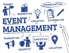 the word event management written on a whiteboard with marker and icons stock photo, images and