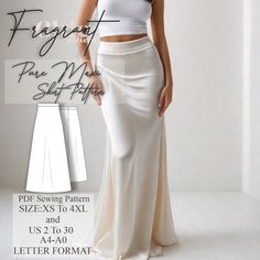 a woman wearing a white skirt and crop top with the text, fd sewing pattern