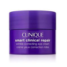 Clinique Smart Clinical Repair Wrinkle Correcting Eye Cream, 0.17 oz / 5 ml The skin around the eyes is delicate and susceptible to damage. This wrinkle-fighting eye cream is engineered to fortify the skin, making it stronger, visibly smoother and more resilient. SKIN TYPES: For all skin types. WHAT IT DOES: Helps visibly smooth lines and wrinkles and strengthen skin from multiple angles: boosts skin's natural collagen, helps support skin's natural structure, strengthens skin's moisture barrier. Purple Skincare, Clinique Smart Clinical, Clinique Redness Solutions, Clinique Skincare, Clinique Smart, Clinique Moisture Surge, Clinique Moisturizer, Best Eye Cream, Natural Structures