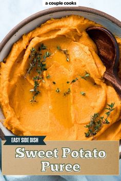 a bowl filled with sweet potato puree