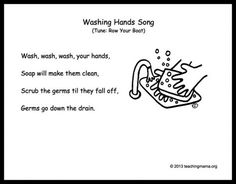 a poem that is written in black and white with the words washing hands song