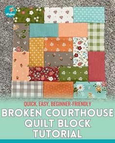 Broken Courthouse Quilt Block Tutorial Broken Courthouse Steps Quilt Block, Broken Courthouse Steps Quilt Block Free Pattern, Cricut Quilting, Courthouse Steps Quilt, Beginner Quilt Patterns Free, House Quilt Patterns