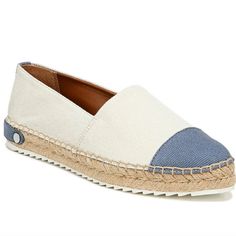 New Without Box! *Canvas Upper Comfortable Blue Slip-on Espadrilles, Comfortable Blue Espadrilles With Round Toe, Blue Slip-on Espadrilles With Textured Sole, Blue Textured Sole Slip-on Espadrilles, Blue Cushioned Slip-on Espadrilles, White Canvas Espadrilles With Rubber Sole, White Canvas Espadrilles Casual Style, Blue Comfortable Espadrilles, White Flat Espadrilles With Cushioned Footbed