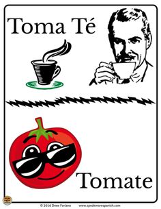 a tomato and a coffee cup with the caption toma te, i love tomatoes