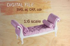 DIGITAL file of doll furniture. Cut files for dolls. Digital product is intended for cut 3 mm thickness material (or 1.5 mm twice) * In price include - ZIP archive with svg, dxf, ai, cdr files and my instruction. ! Check the files formats before purchase, if that will be good for your machine ! ! Assembling doll sofa will be good for 1/6 scale dolls. **Look the dimensions on the picture in gallery. You can use this file for personal or small commerce work as ready cut product. Hope you will enjo Diy Doll Sofa, Miniature Sofa, Doll Furniture Diy, 1 6 Scale, Barbie Furniture, Doll Furniture, Diy Dollhouse, Diy Doll, Miniature Dolls