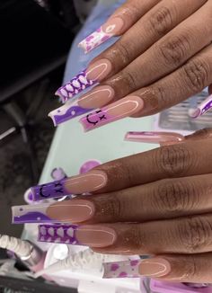 Purple Acrylic Nails, Black Acrylic Nails, Birthday Hairstyles, Purple Nail, Cute Acrylic Nail Designs, Short Square Acrylic Nails