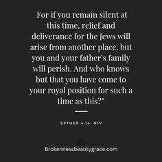 a black background with the words for if you remain silent at this time, relief and deliver