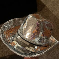 Women’s Cowgirl Disco Ball Hat! Very Heavy! Sturdy! Perfect For Bachelorette Party! Nashville Trip! Night Out! Concert! Mirror Ball Cowboy Hat, Disco Ball Hat, Disco Cowgirl Outfit, Disco Ball Cowboy Hat, Disco Cowgirl Bachelorette Party, Bachelorette Party Nashville, Cowgirl Disco, Rhinestone Cowboy, Cowgirl Couture