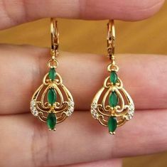 New 18k Gold Plated Emerald Diamond Dangle Drop Hoop Chandlier Earrings For Women All Gemstones Are Simulated. Measurements Shown In The Pictures. A Jewelry Box Included. Ready To Ship Same Day. Feel Free To Ask Any Question. All Photos Are Real Time From Actual Object No Stock Photo Used. Color Might Be Slightly Different Due To Lighting. Emerald Diamond Earrings, Mini Hoop Earrings, Hoop Earring Sets, Classy Jewelry, Cz Stud Earrings, Emerald Earrings, Green Earrings, Black Earrings, Emerald Jewelry