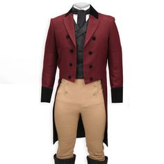 Custom Made to Measure BURGUNDY TAILCOATS FOR MEN,,BESPOKE WINE RED long tail tuxedo Early 19th Century Fashion, Regency Era Fashion, Fall Fashion Coats, 1800s Fashion, Regency Dress, Regency Fashion, 19th Century Fashion, Period Outfit, Century Clothing