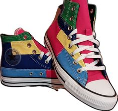 Multicolor Converse Sneakers, Retro Multicolor Converse Sneakers, Casual Multicolor Custom Converse Sneakers, Sporty Multicolor Converse Custom Sneakers, Converse Multicolor Custom Sneakers, Sporty Multicolor Custom Converse Sneakers, Converse Multicolor Sneakers With Rubber Sole, Converse Multicolor High-top Sneakers With Rubber Sole, Custom Multicolor Low-top Converse Sneakers