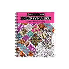 a coloring book with the words color by number written in pink and orange on it