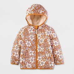 Baby Reversible Floral Printed Puffer Jacket - Cat & Jack™ Brown 12M Printed Puffer Jacket, Toddler Fits, Reversible Puffer Jacket, 2024 Family, Toddler Jacket, Gender Reveals, Toddler Quilt, Xmas List, Baby Coat