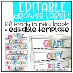 editable labels for classroom use with the words editable and printable on them