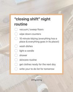 8 Rules For A Gentle Night Routine Closing Shift Checklist, Minimalist Home Essentials, Realistic Night Routine, Closing Shift Checklist Home, Nightly Cleaning Routine, Night Time Cleaning Routine, Night Cleaning Routine, Evening Cleaning Routine, The Closing Shift