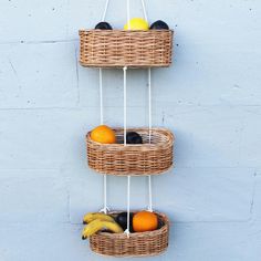 ✓Three-tier hanging basket for storing vegetables and fruits. Made of willow rod and willow tape. The baskets are tied between the light-colored cotton rope. The willow baskets are very beautiful and will fit into any kitchen interior.Outside the baskets are slightly coated with transparent acrylic water-based varnish. In turn, it perfectly protects the baskets from external factors and makes them even stronger. If you want the baskets completely uncoated, let us know. Also, the baskets can crackle when pressed. This is normal and natural for willow. ✓There might be slightly difference in color due to different monitor settings ✓ Dimensions: full height - 37 '' (94cm) outer basket width - 10.2 inches (26cm) the height of the basket itself is 4 inches (10.5 cm) outer basket width - 4.7 inch Fruit Basket Kitchen, Hanging Baskets Kitchen, Hanging Fruit Basket, Wall Basket Storage, Basket For Kitchen, Hanging Fruit Baskets, Storing Vegetables, Rustic Baskets, Kitchen Basket Storage