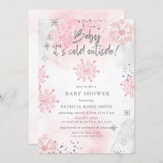 baby it's cold outside pink and silver snowflakes