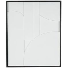 an abstract white and black painting on the wall