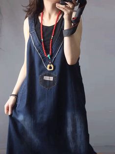 Necklace: V neck Styles: Straps Material: Denim cotton Thickness: Medium Pattern: Patch Dress Styles: A-line Elements: Pocket Wearable In: Spring. Summer Soft & Comfortable Color: Blue Size: ONE SIZE (Fit for S M L)Size Details (in CM / IN ) Bust: 110cm / 43.30inch Hips: 120cm / 47.24inch Length: 116cm / 45.66inch (exclude strapes) Catching Feelings, Patch Dress, Catch Feelings, Summer Soft, Blue Fits, Denim Cotton, Kaftan Dress, Dress Styles, Cowl Neck