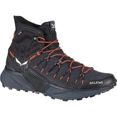 the salma hiking shoe is black and orange