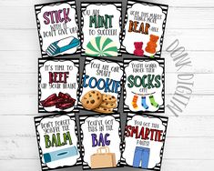 six printable bookmarks with the words, don't you want to eat cookies?