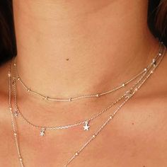 Women's Necklace with Stars, elegant and very original. This choker is made entirely of sterling silver. It is a necklace decorated with several stars, 40 cm long and another 5 cm long. So you can wear it by adjusting it to the size you like best. Sterling Silver Necklace With Delicate Star Chain, Silver Star Necklace With Delicate Chain, Silver Star-shaped Jewelry With Delicate Chain, Silver Ear Cuff Earrings, Minimalist Necklace Silver, Honey Bee Earrings, Necklace Minimalist Jewelry, Stars Necklace, Jewelry Gift Ideas